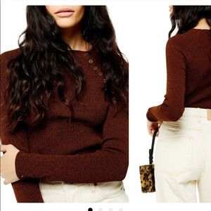 Topshop brown, metallic sweater